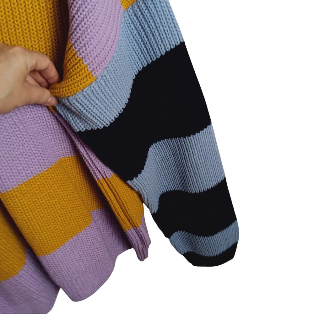 ASOS DESIGNS Rib Knit Colorblock Sweater Lilac Yellow Blue Black - 2XL - Picture 5 of 9